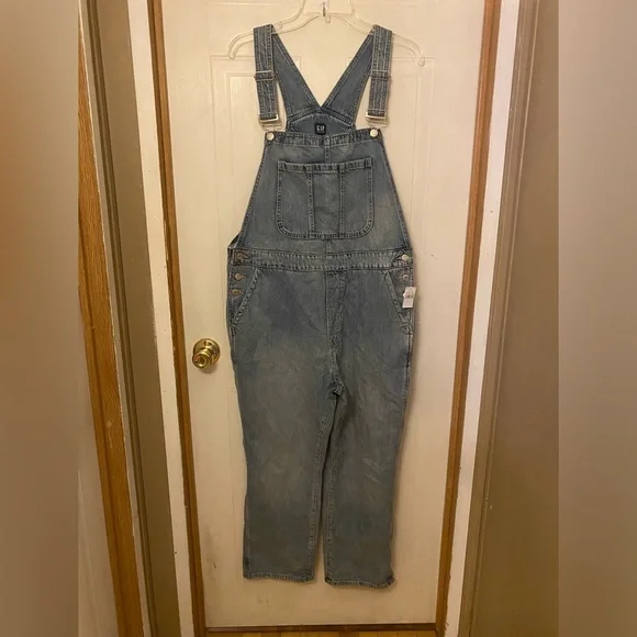 NWT GAP Light Blue Denim Overalls L - Picture 2 of 7